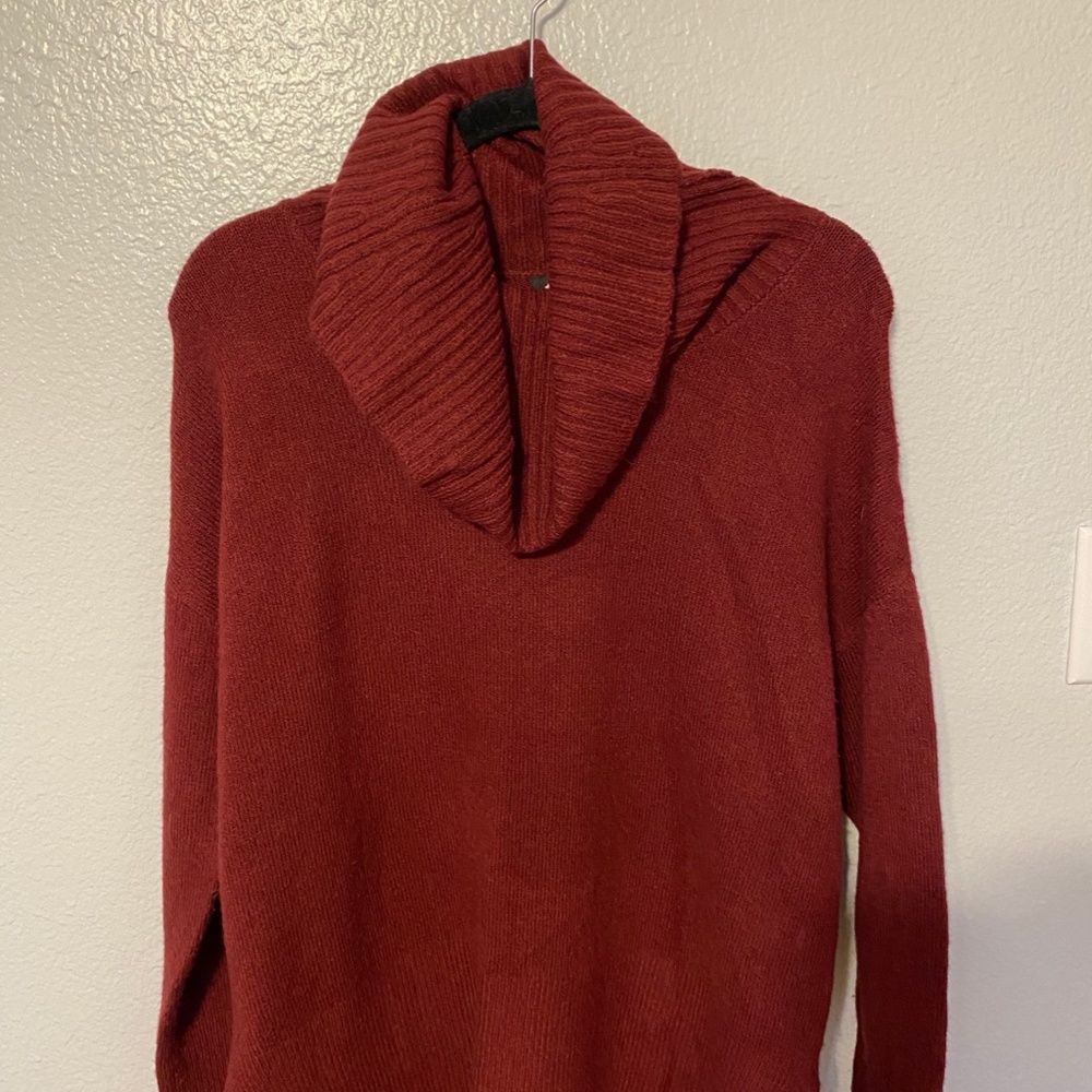 red turtleneck sweater